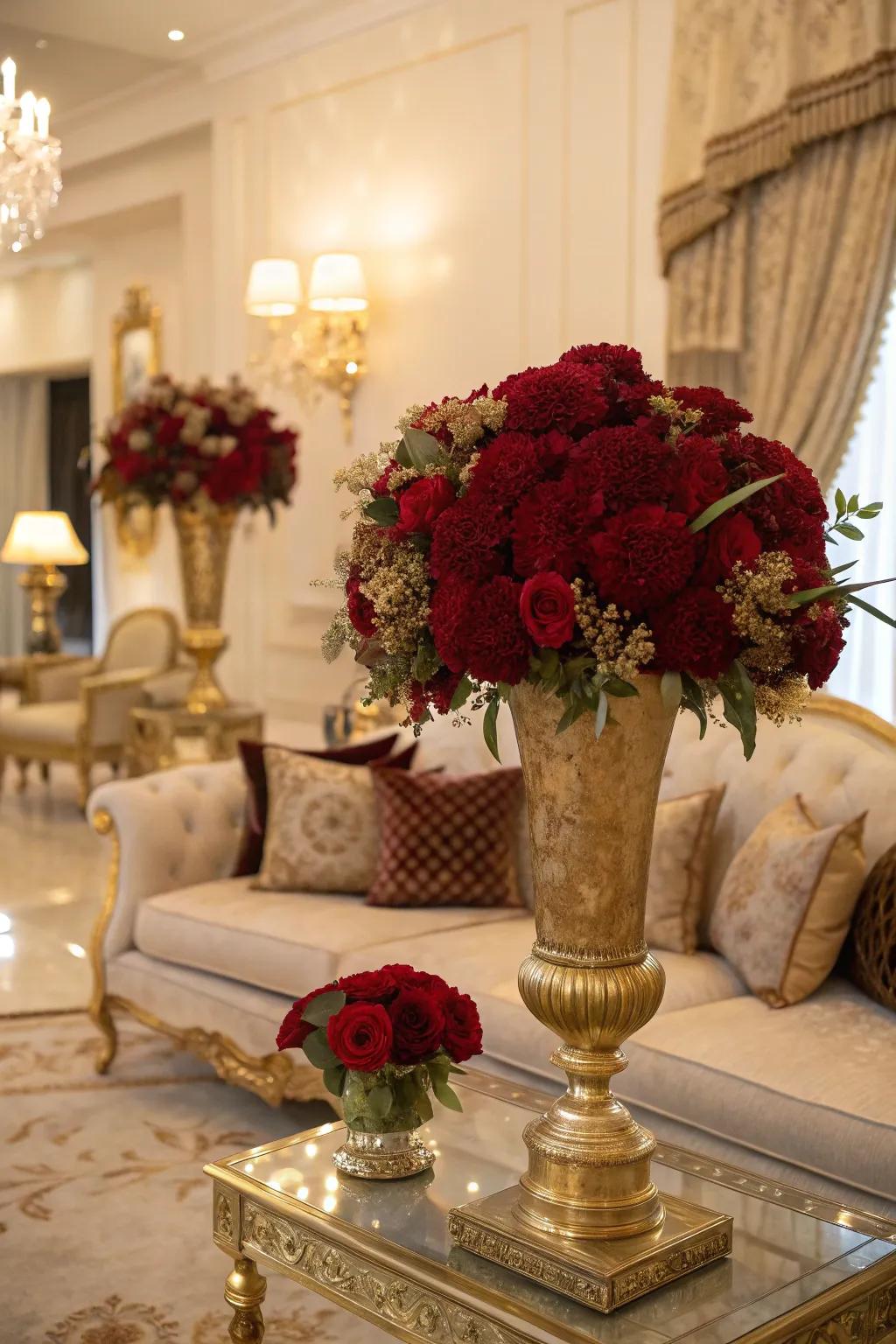 'Gilded' accents add a touch of luxury to festive arrangements.