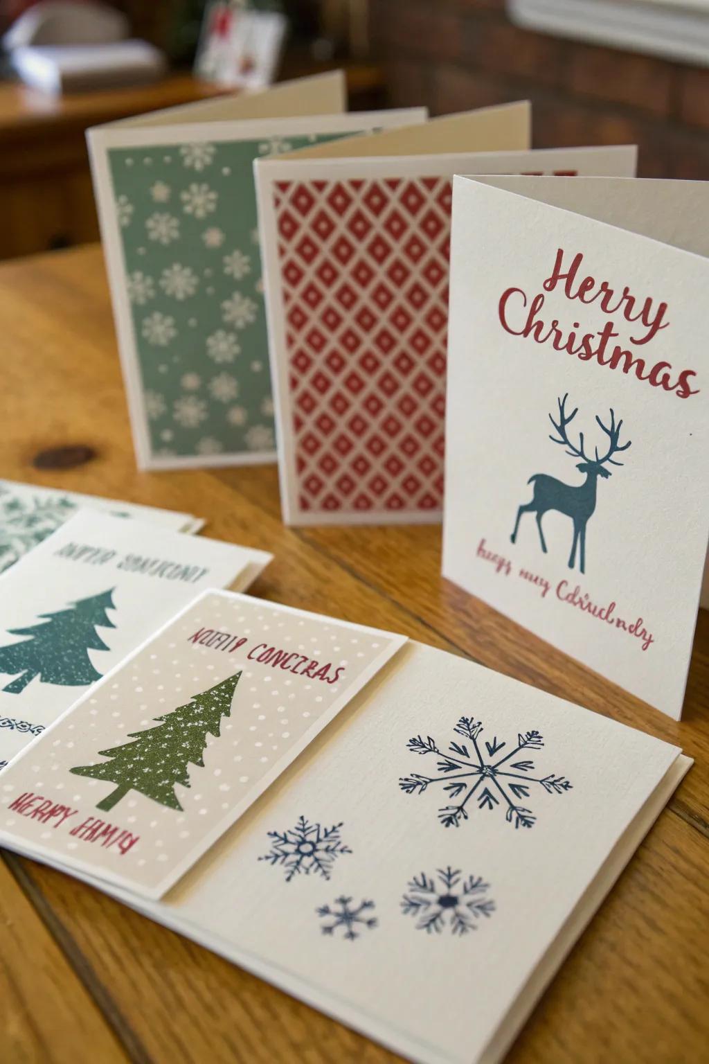 Hand-pressed cards add a personal touch to holiday greetings