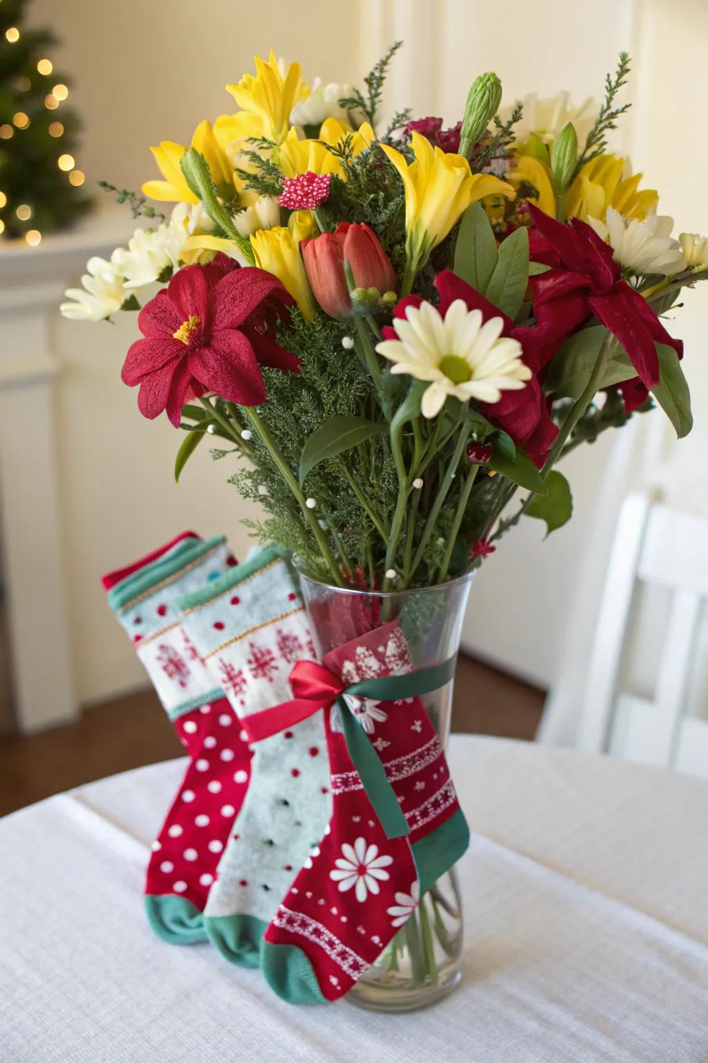 A sock bouquet is an innovative and unique gift idea.