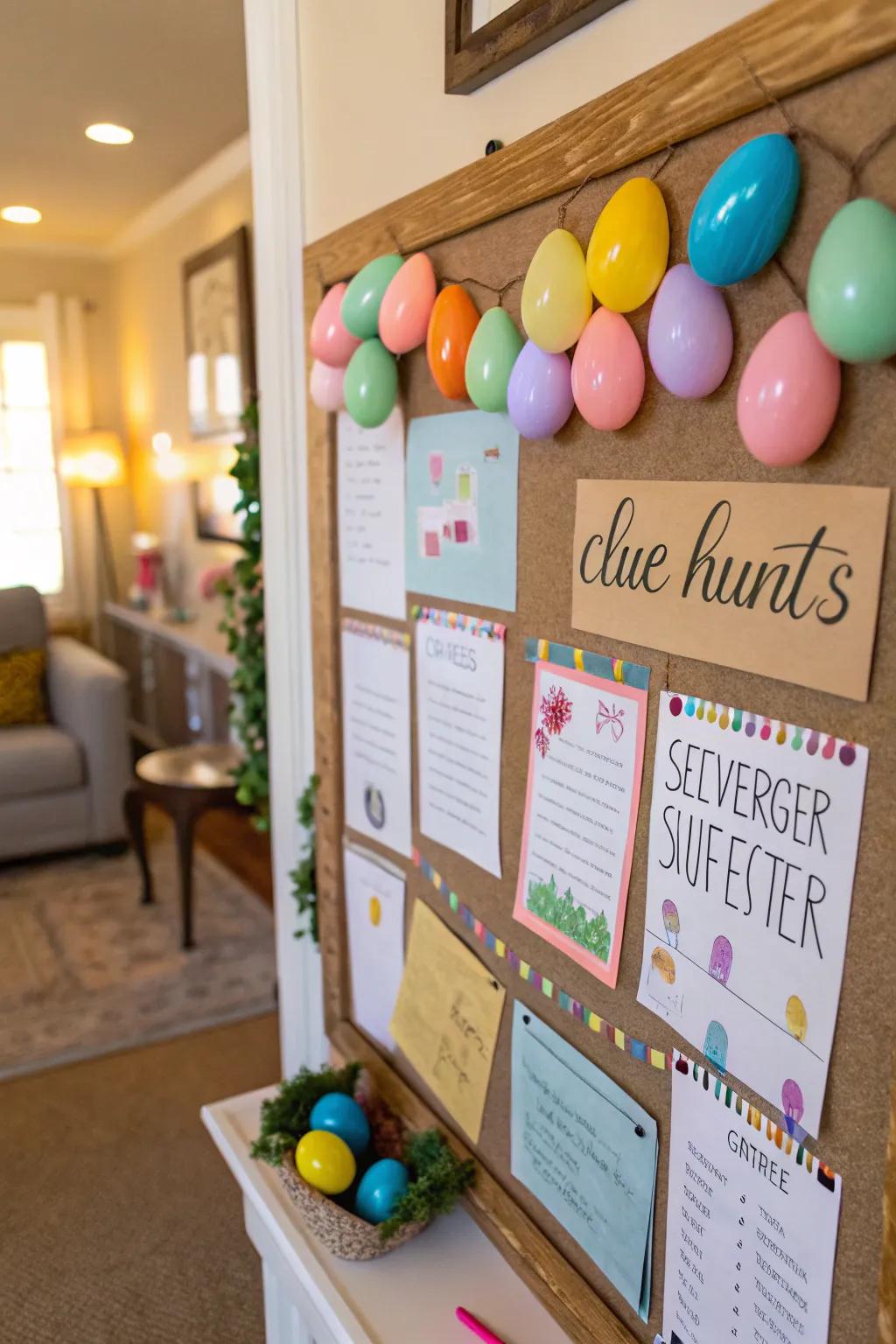 An interactive bulletin board with a hidden Easter sphere discovery.