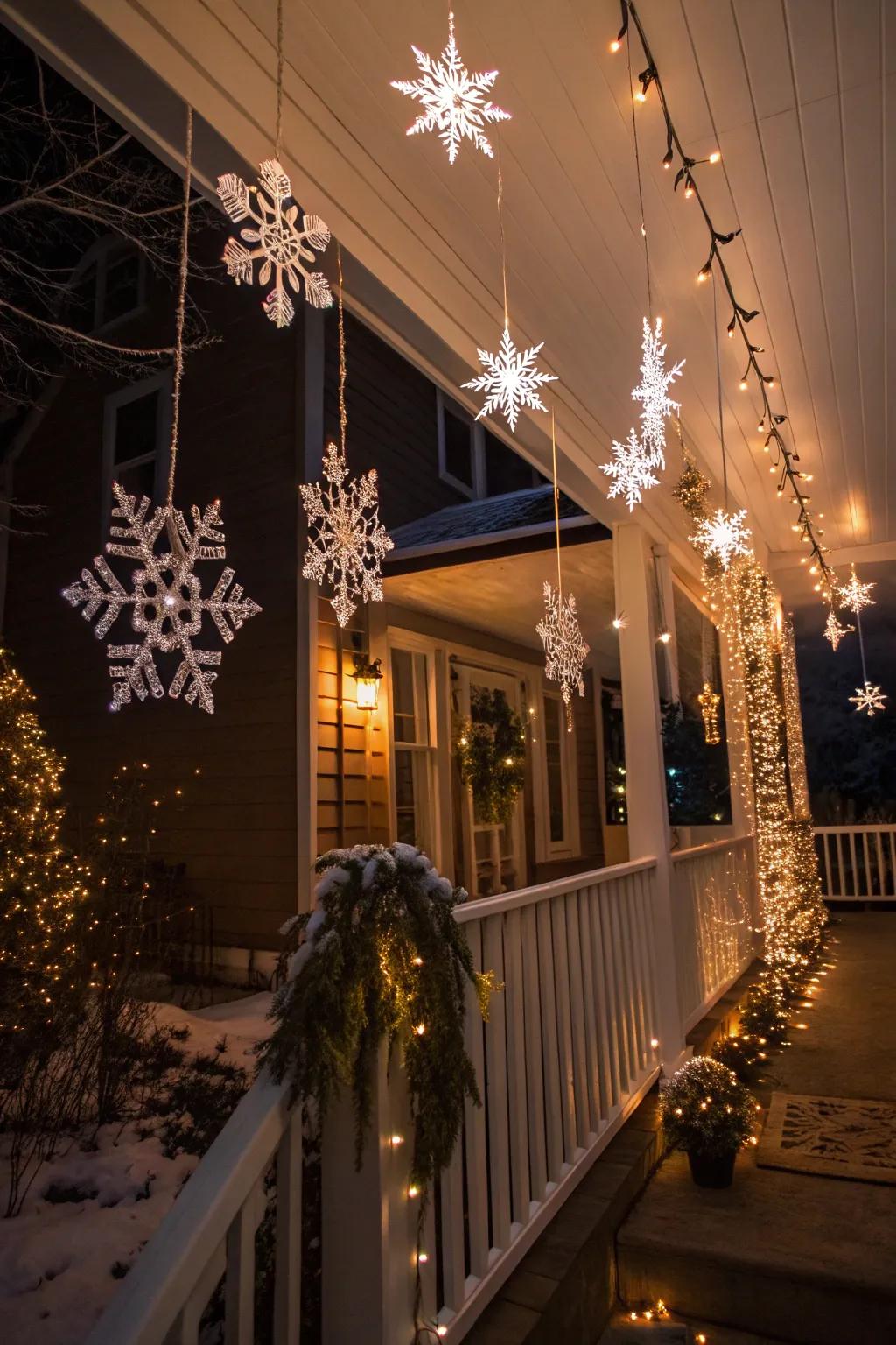 Wintry charm with lit up ice pieces.
