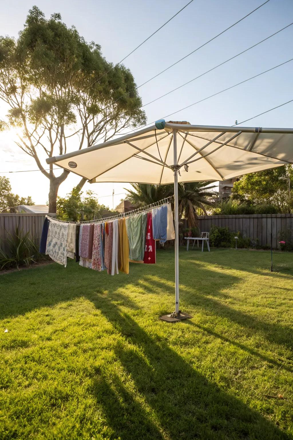 Mobile and useful: the parasol clothesline for sun-drenched days.