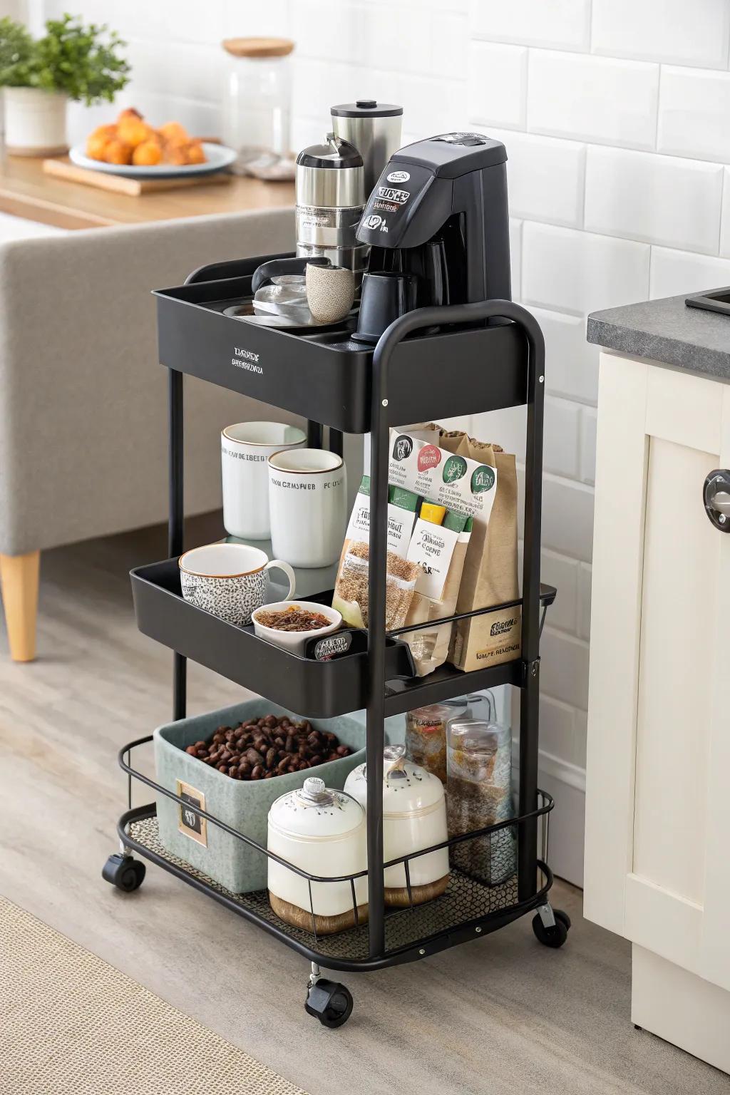 A versatile coffee station for space-saving practicality.