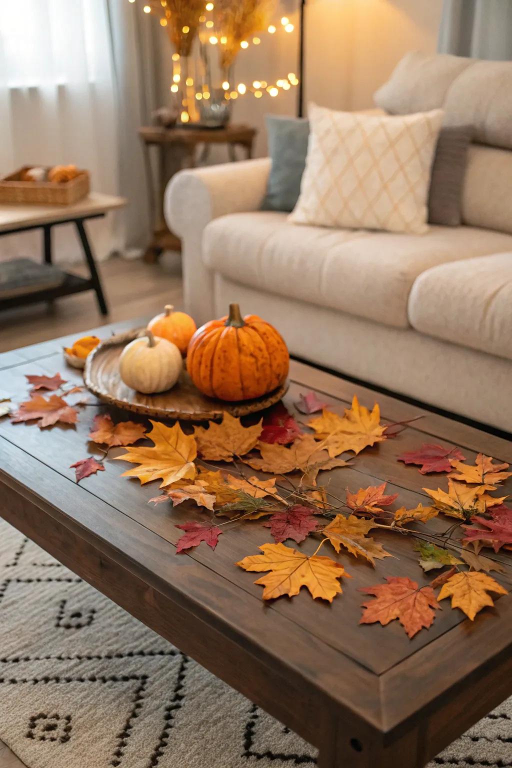 Seasonal decor keeps your coffee table styling current and lively.