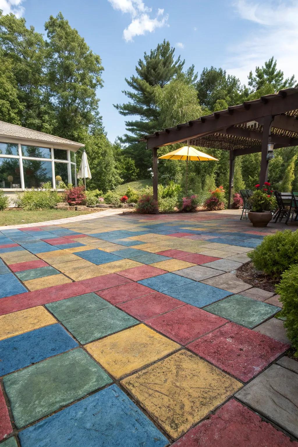 Infuse color with dyed pavers.