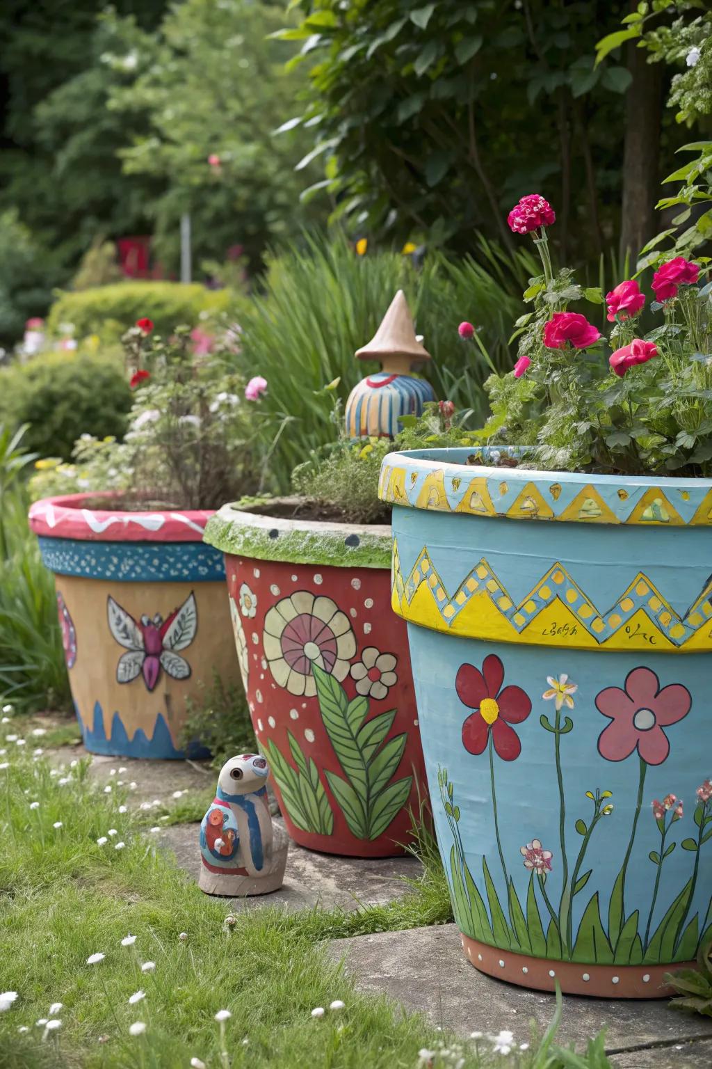 Artistic details in container gardening.