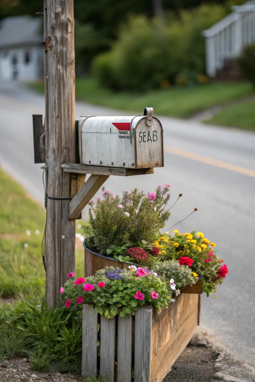 A flower crate mailbox brings a splash of nature to your curb.