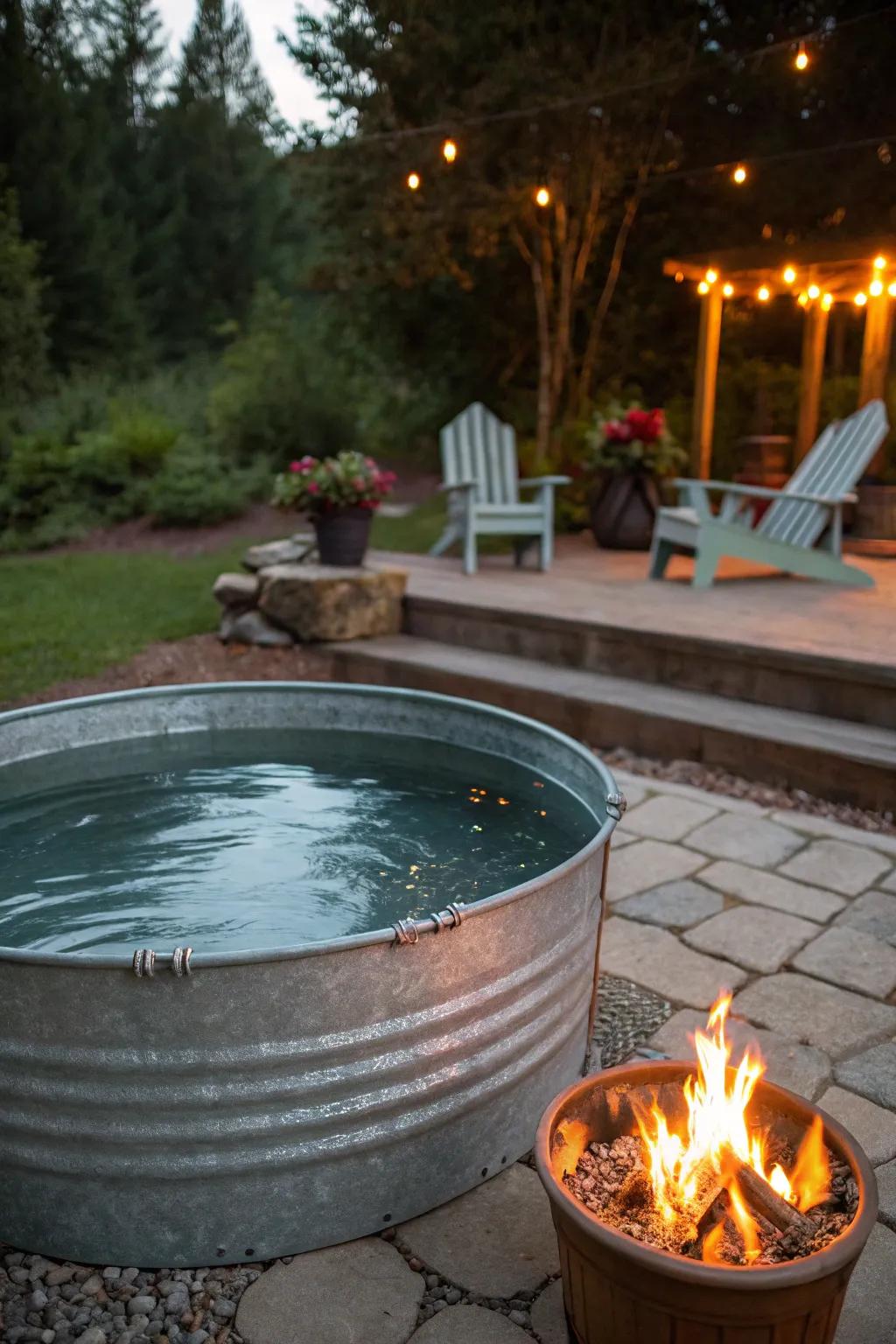 Establish comfortable evenings using a flame element nearby your pool.