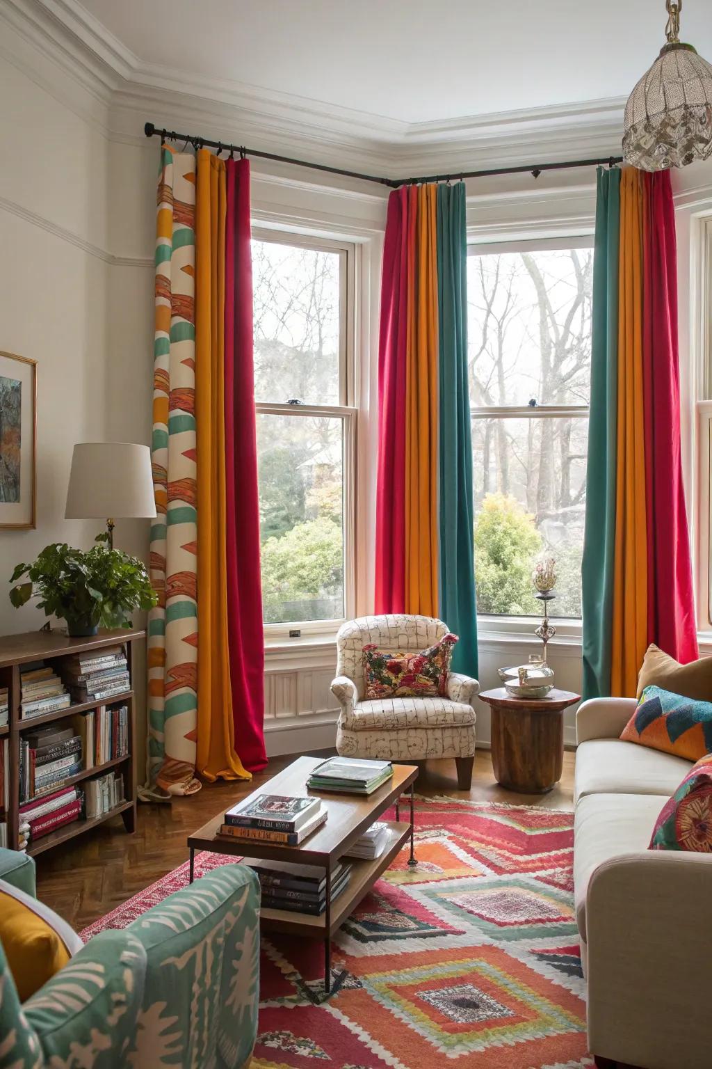 Striking curtains add vibrancy and a dynamic element to your decor.