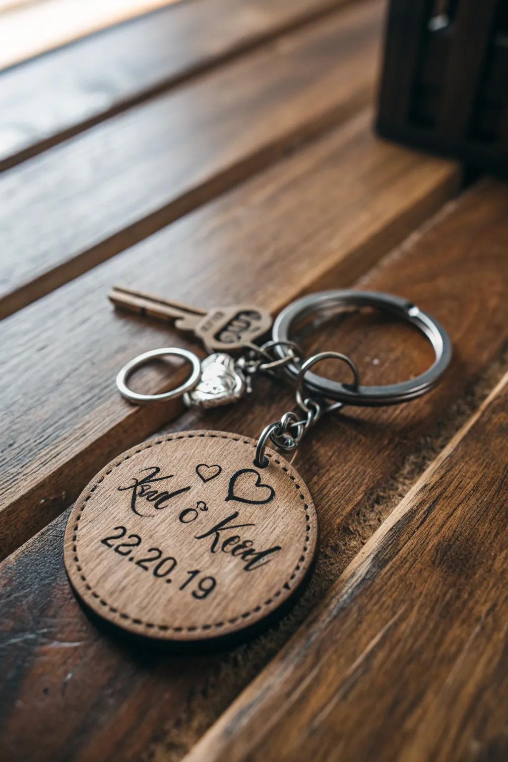 A simple yet meaningful inscribed keyring.