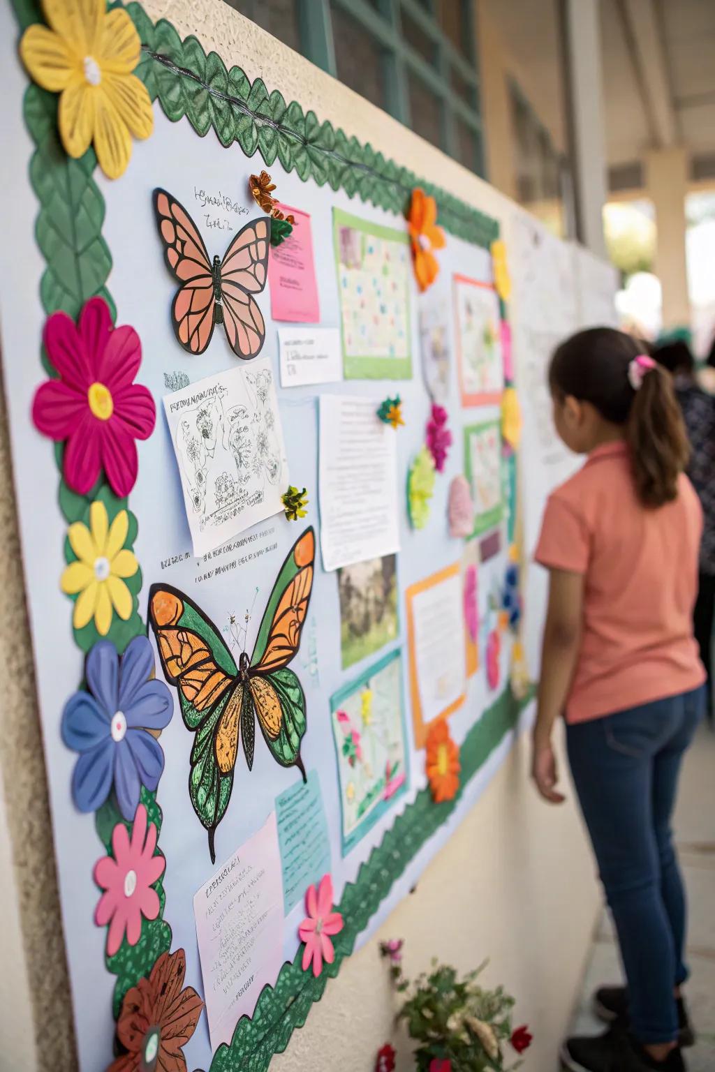 Insect Sanctuary bulletin board featuring fluttering beauty.