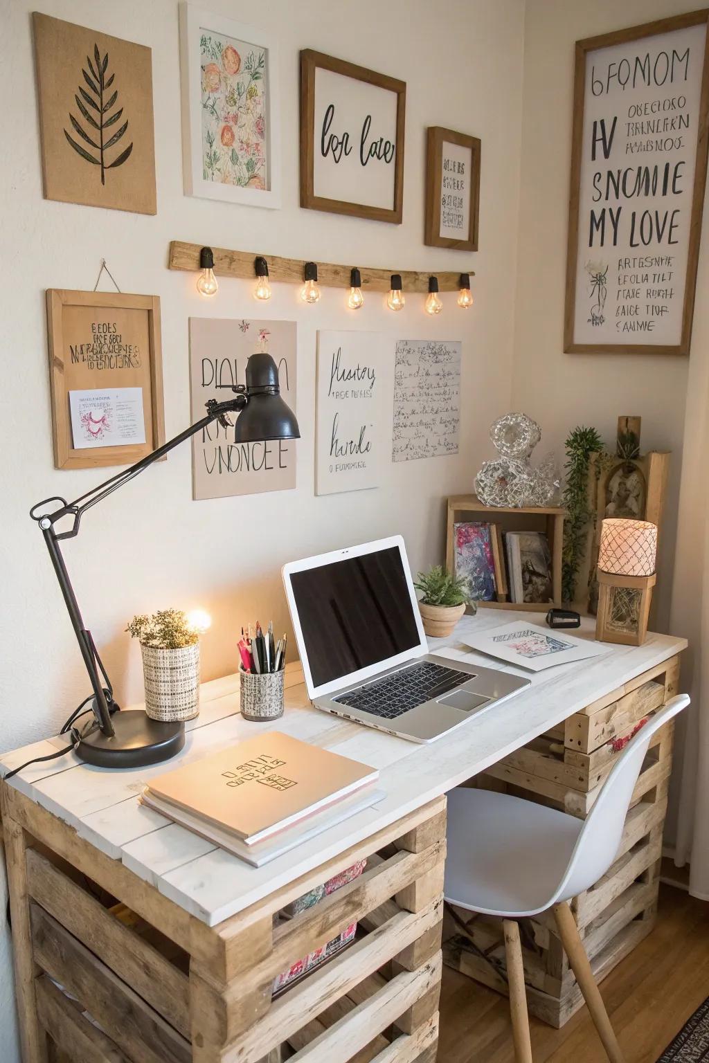 Enhance your productivity with a chic pallet desk.