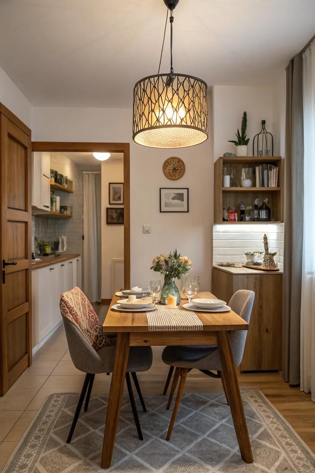 Striking lighting can serve as a focal point and enhance the room's ambiance.