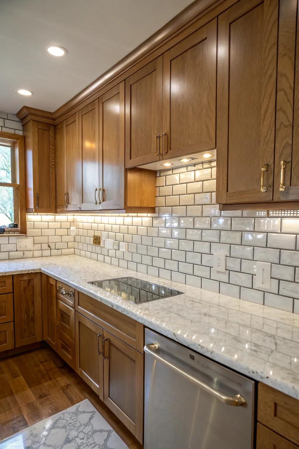 Reflective materials enhance light and space.