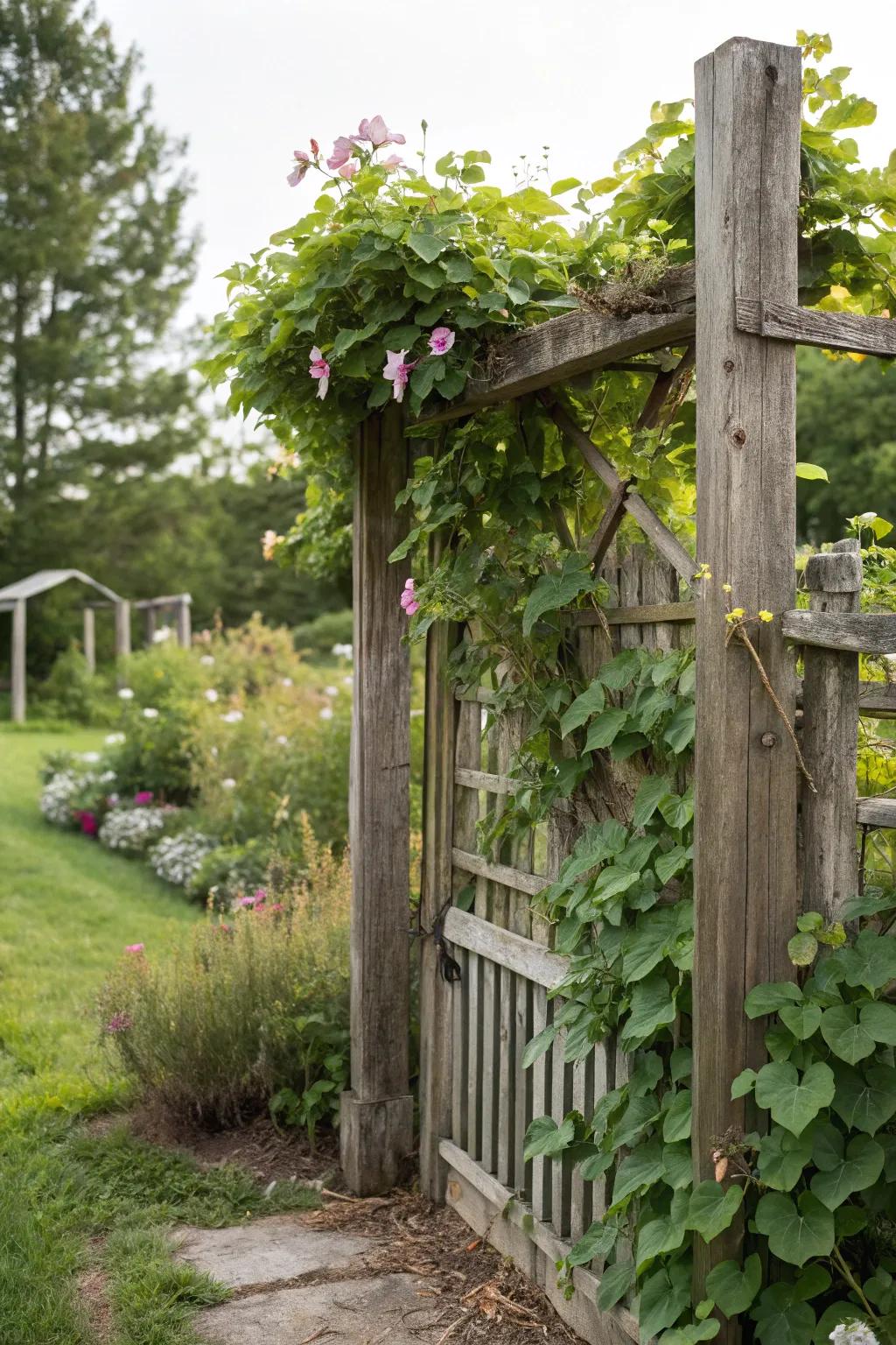 Trellis guards support and showcase ascending flora.