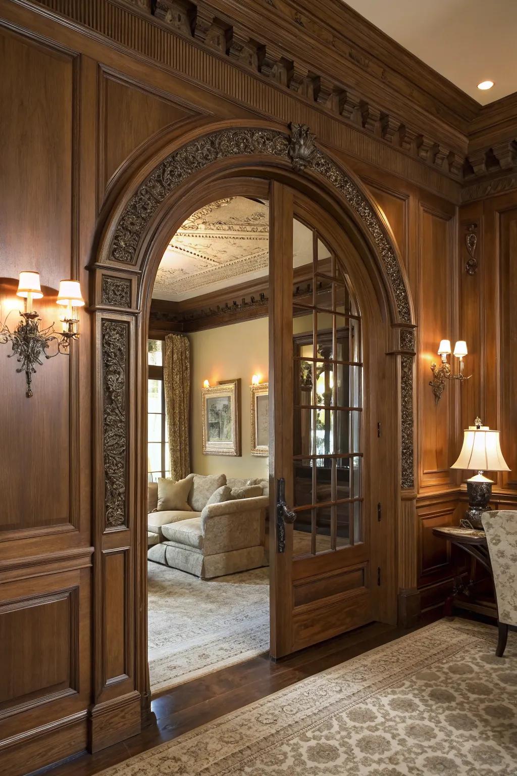 Arched doors add elegance and architectural interest.