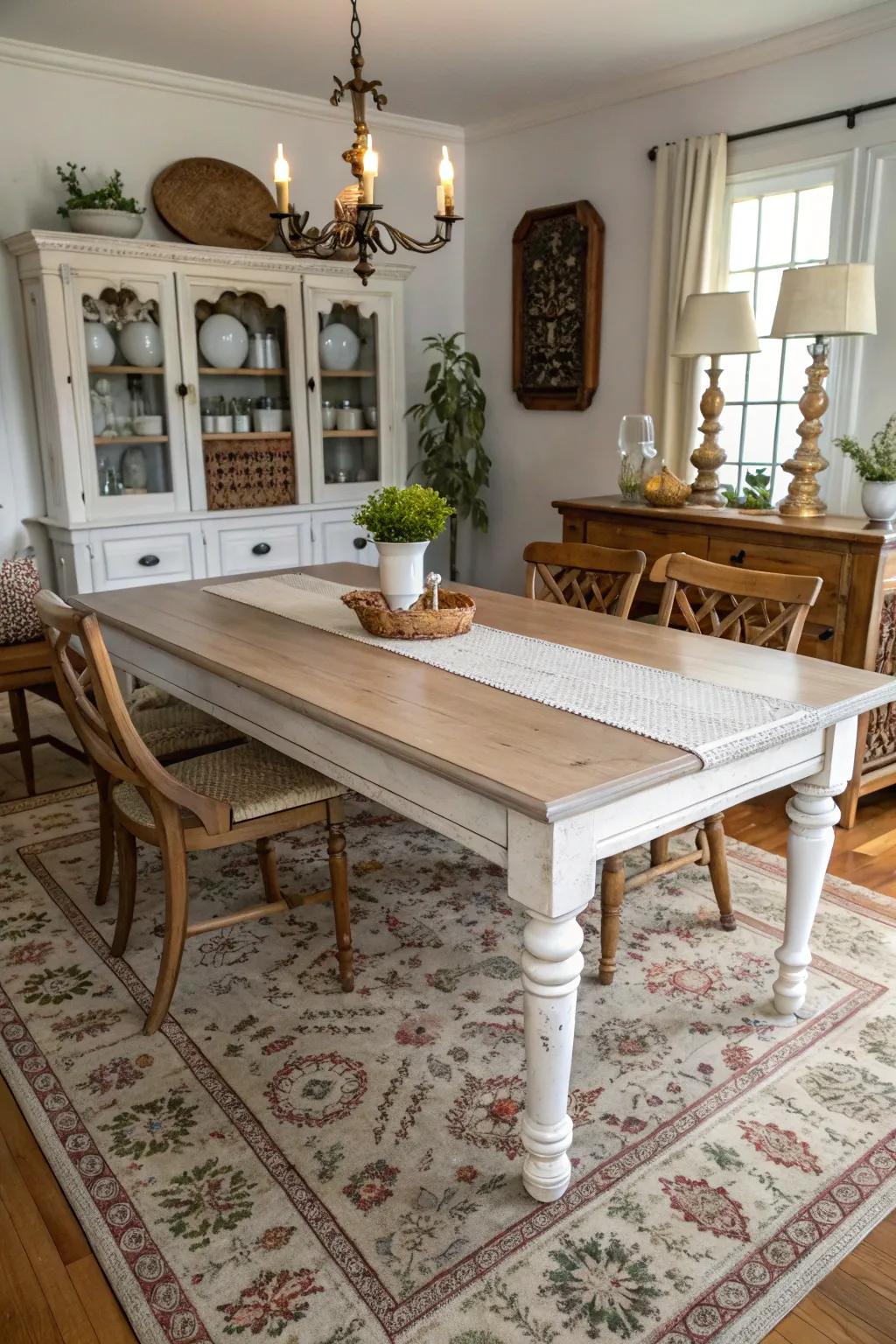 Whitewash stain adds vintage charm and softness.