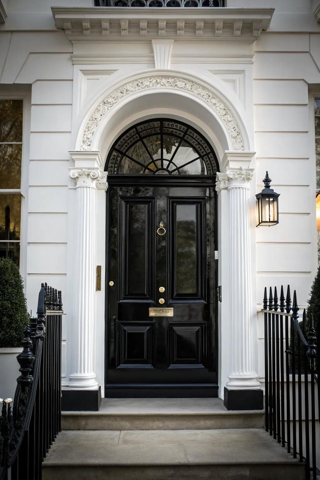 Make a daring statement using a sophisticated dark front door.