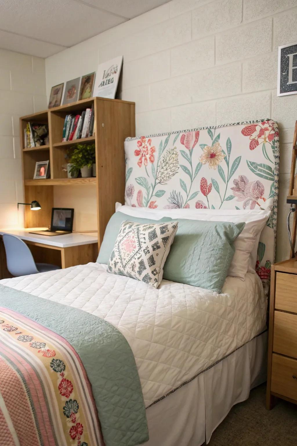 A cushion headboard adds a stylish and cozy touch to your bed.