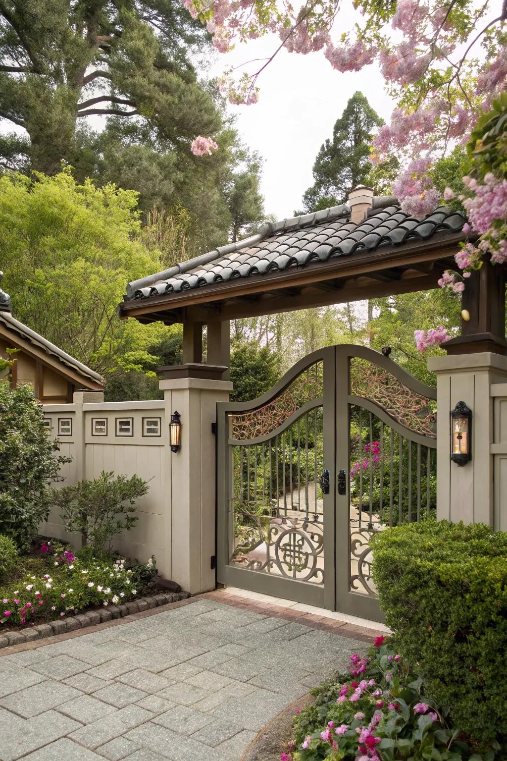 An Eastern-inspired gate that exudes tranquility and elegance.