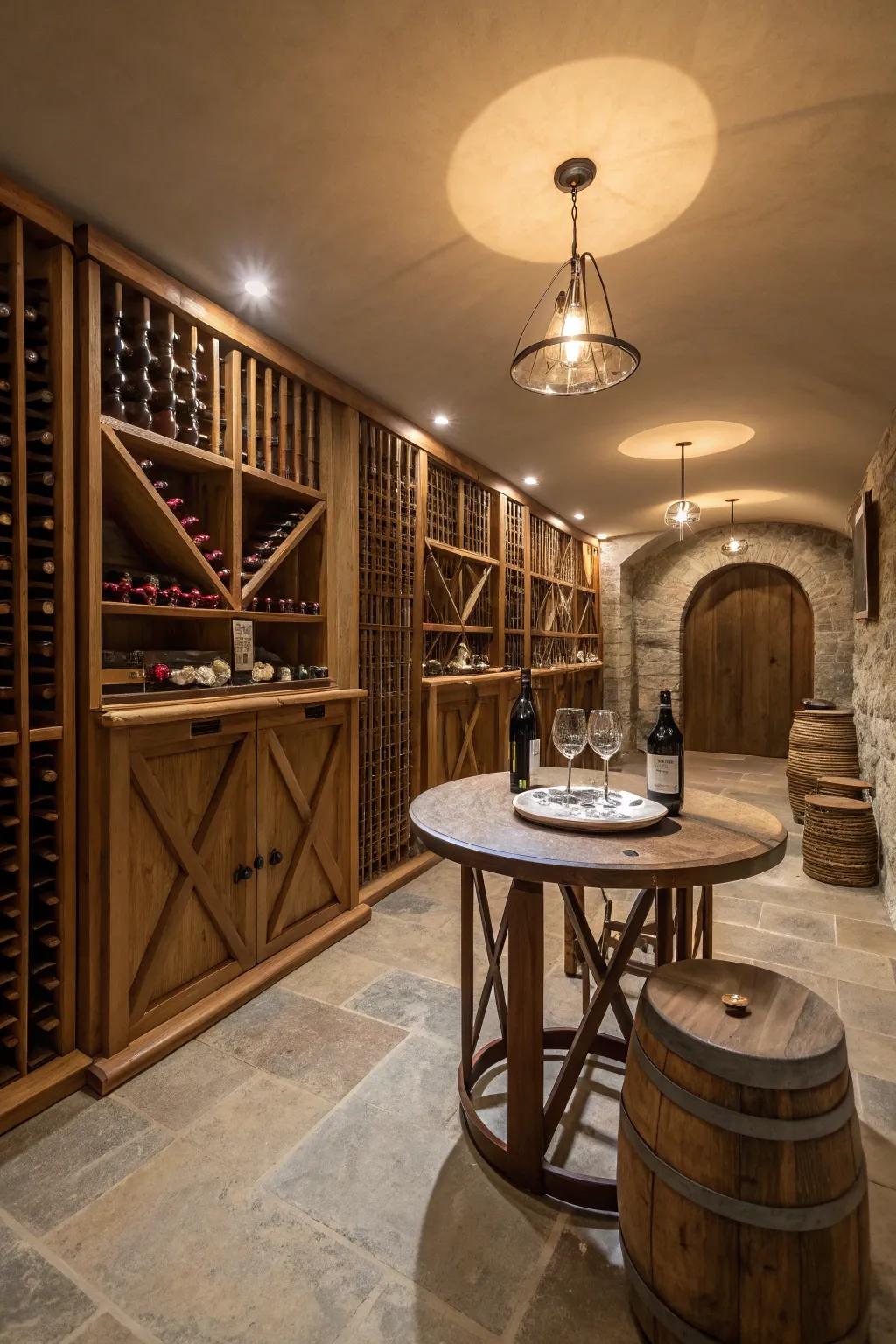 Indulge in elegance with a wine cellar.
