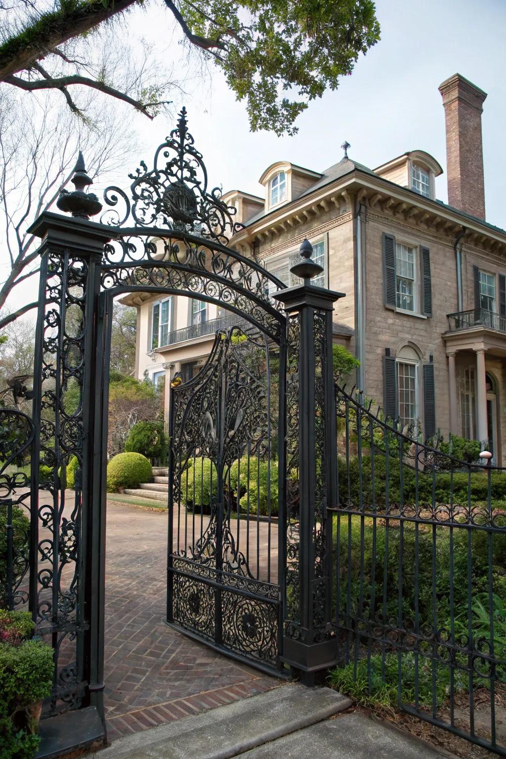 Metalwork gateways add timeless elegance to any entrance.