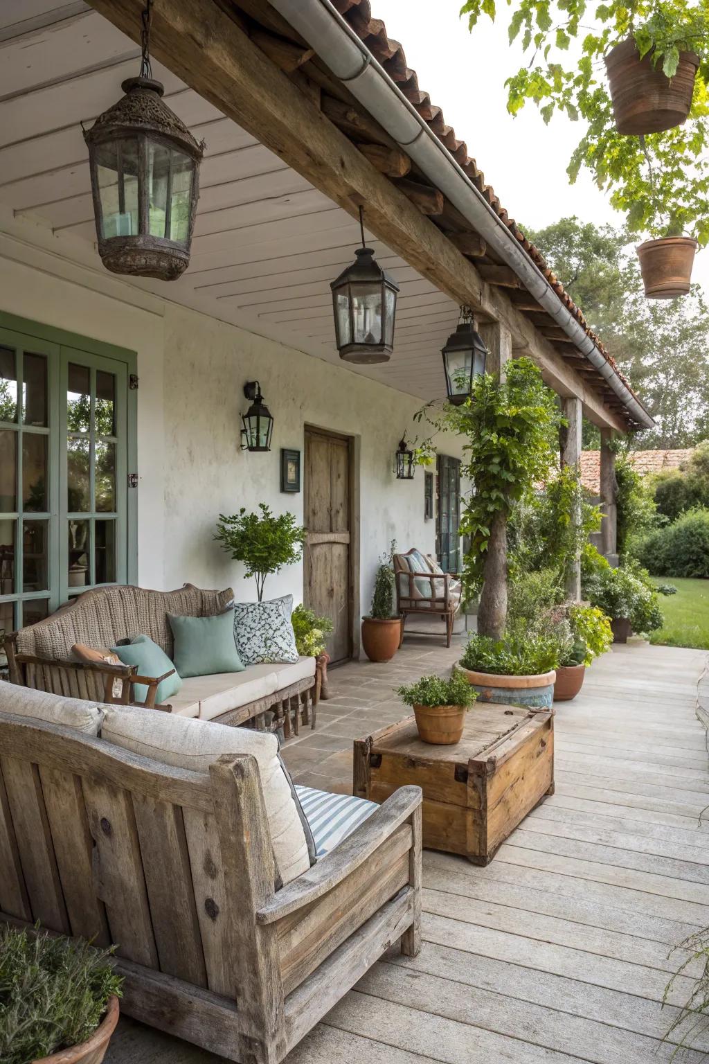 Craft a snug and charming country retreat on your patio.
