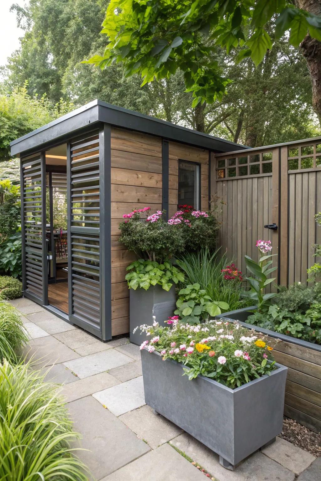 Metal accents contribute a modern, sleek touch.