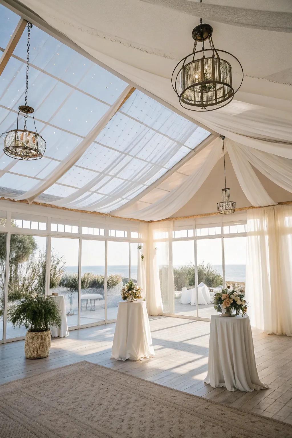 Brighten your space with sheer fabric ceilings.