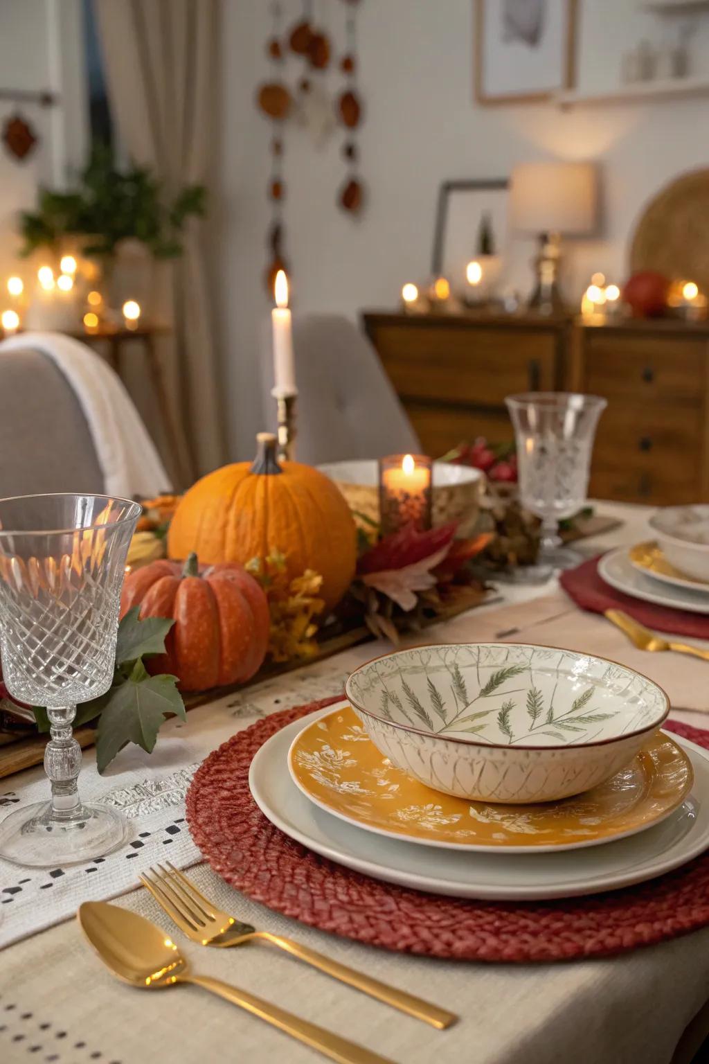 An assorted collection of crockery contributes character and charm.