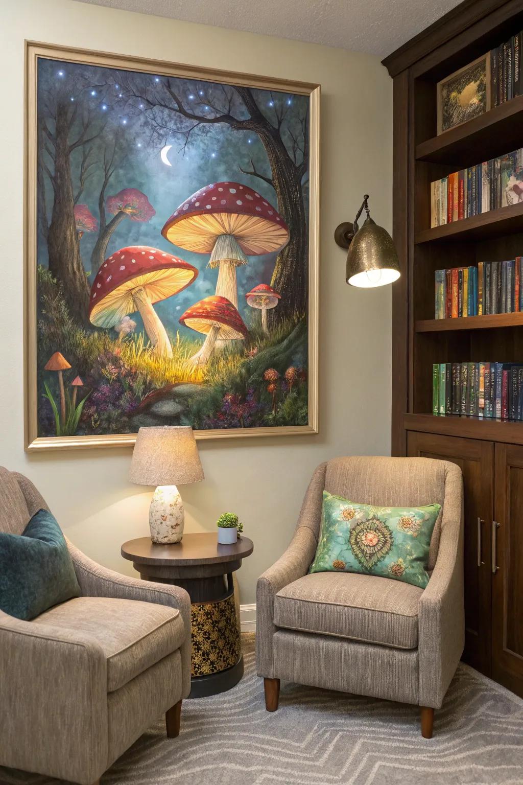 Delightful fungi make an enchanting storybook setting.