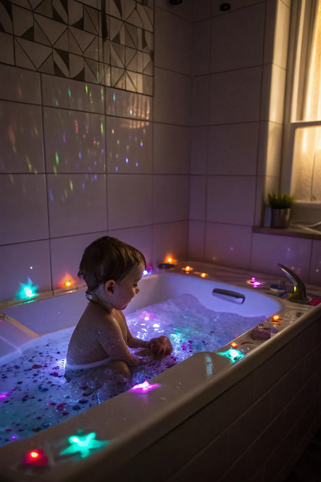 A glow transforms bath time into a mystical time.