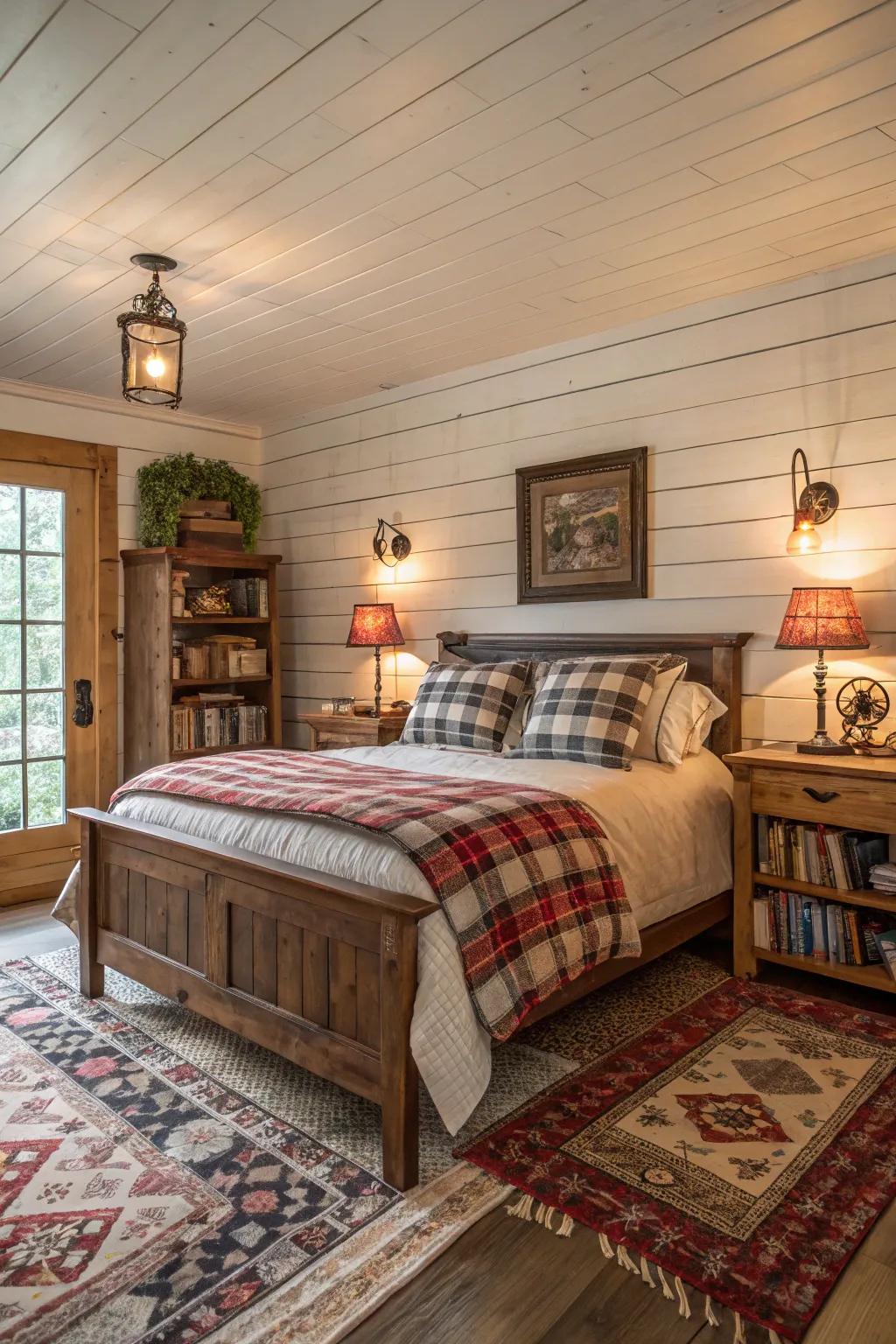 Shiplap walls contribute classic farmhouse charm.