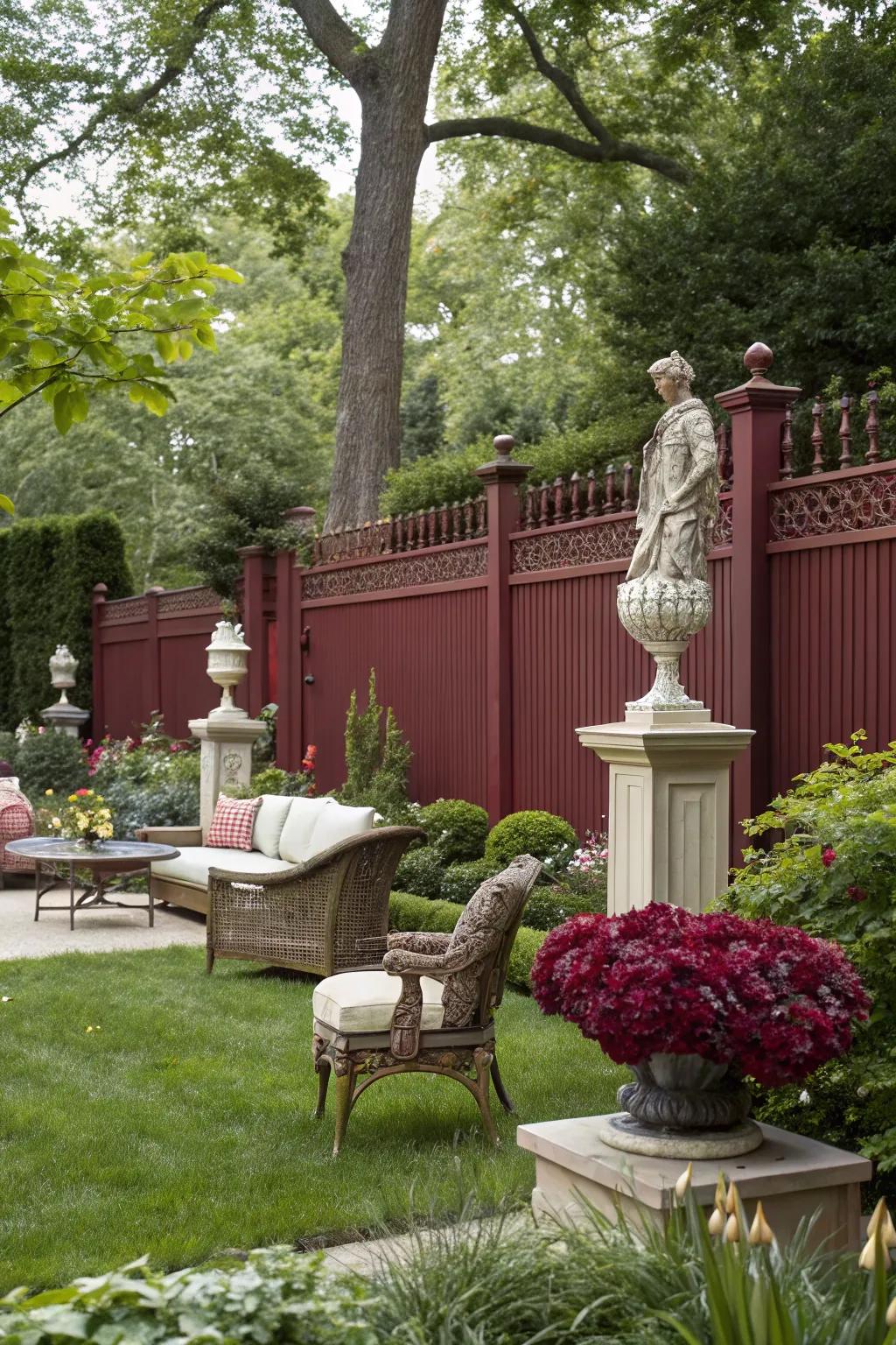 Claret boundaries add a touch of luxury to garden spaces.