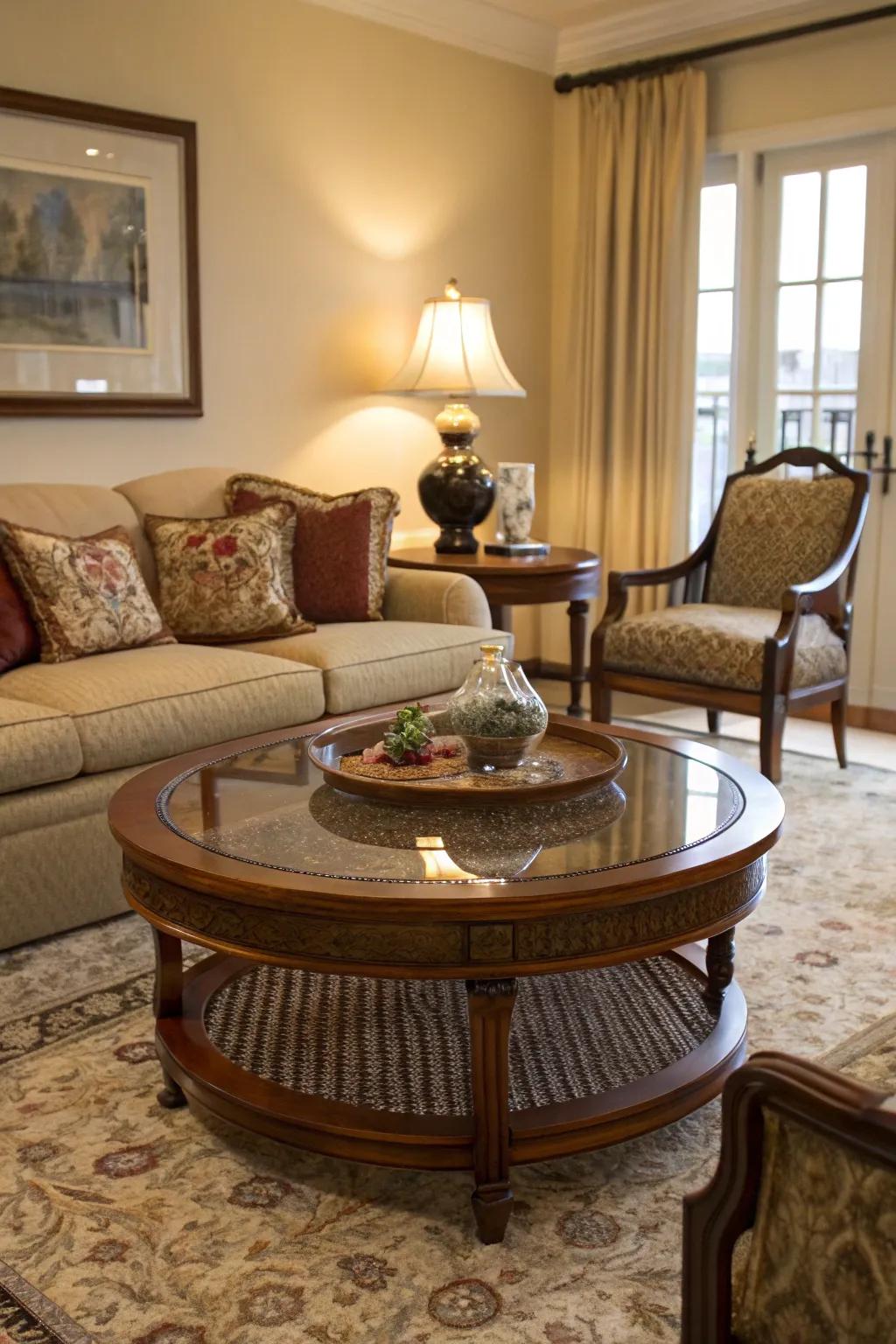 Circular shapes assist in crafting a seamless and harmonious energy flow.