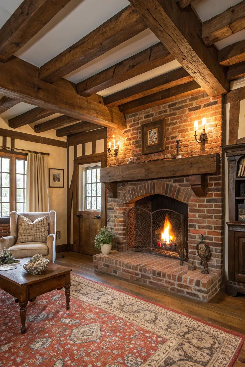 Fill your fireplace with character by using upcycled materials.