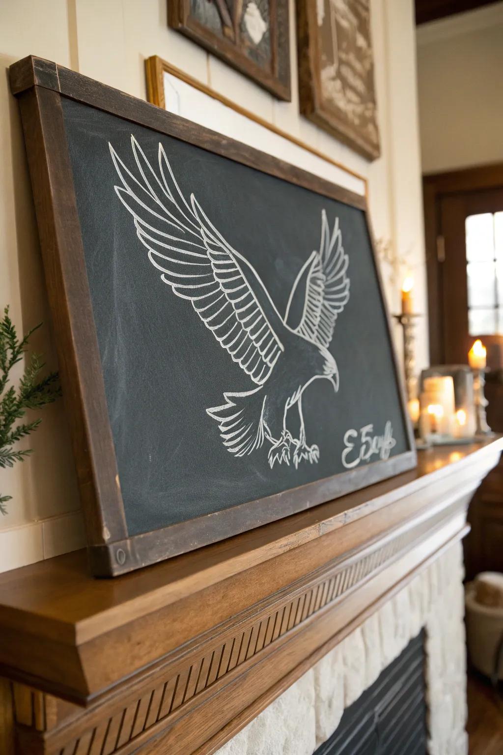 An American eagle for a striking chalkboard centerpiece.