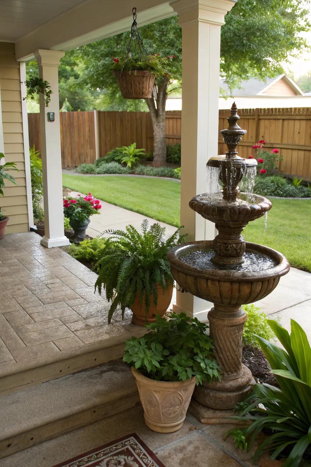 A liquid decoration adds peace and movement to your porch.