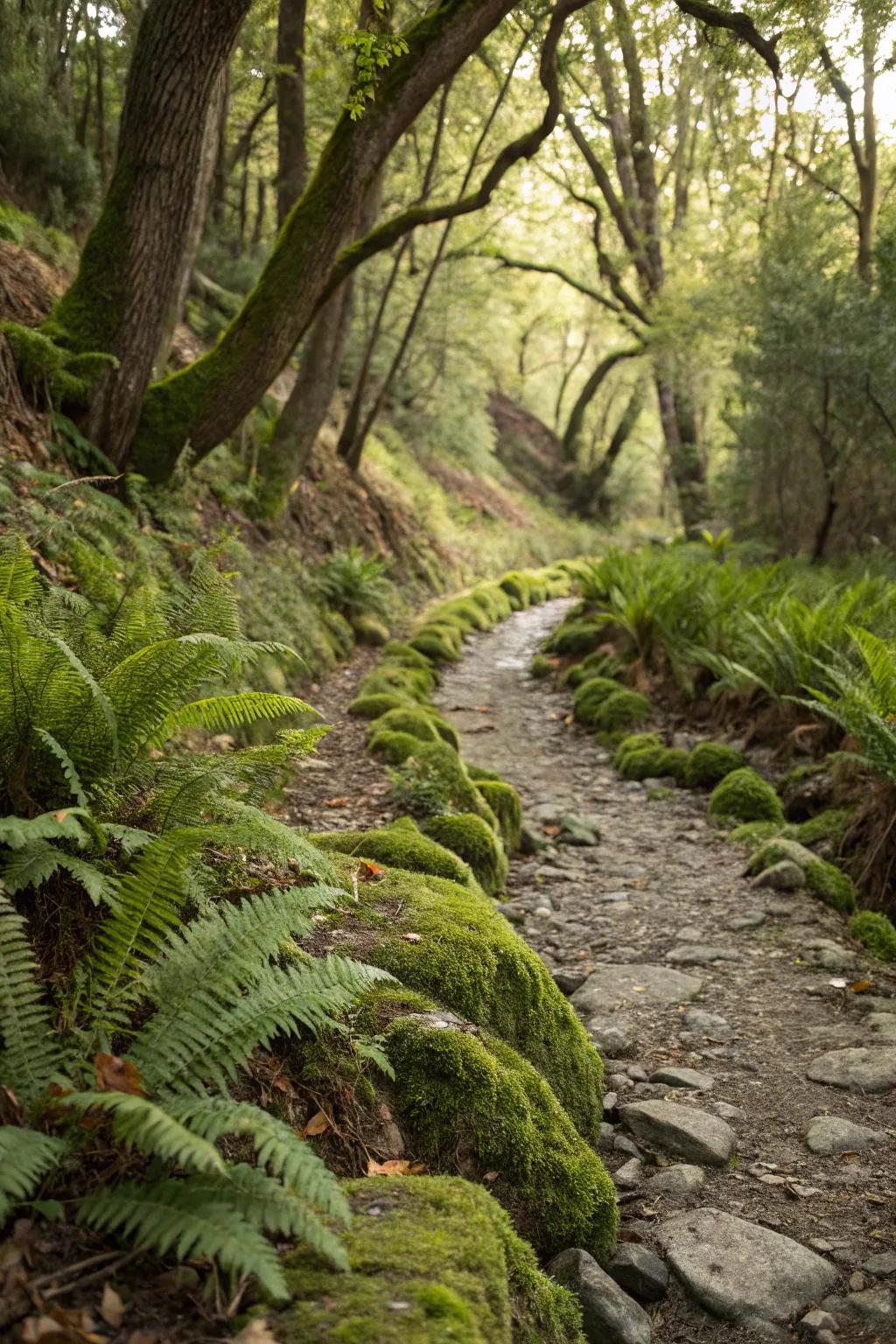 Wooded aspects fashion a lush, forest-like atmosphere around your streambed.