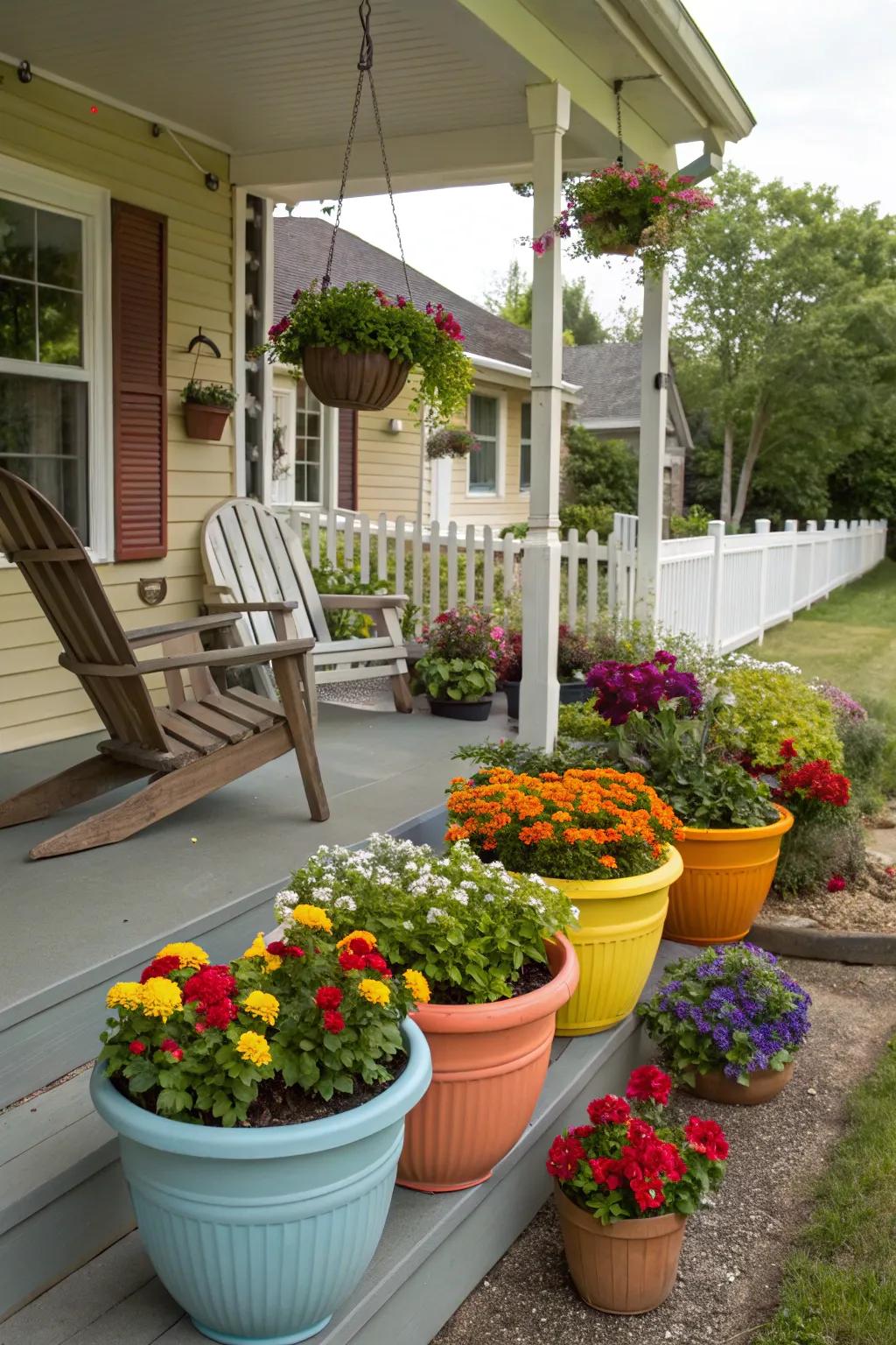 Portable gardens provide versatility and color.