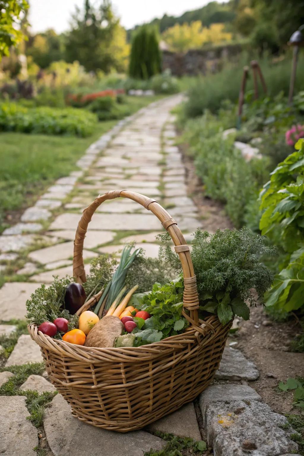 Collect garden items in a lovely harvest basket.
