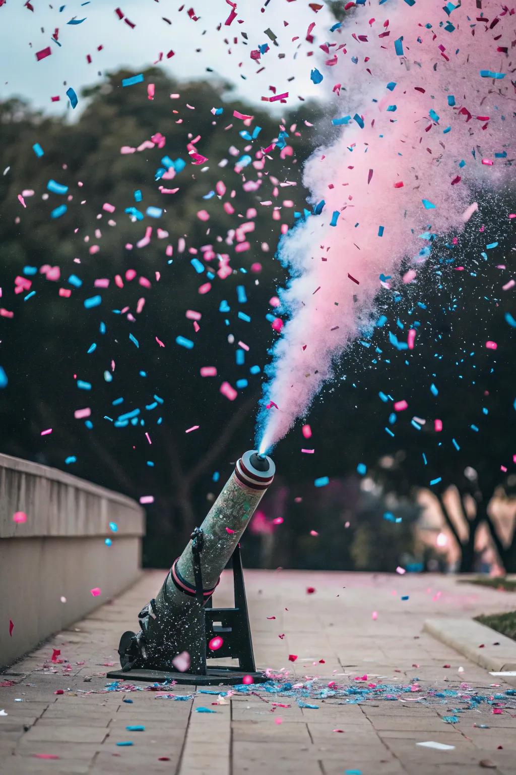 A shard cannon designs a joyful and colorful explosion for the big reveal.