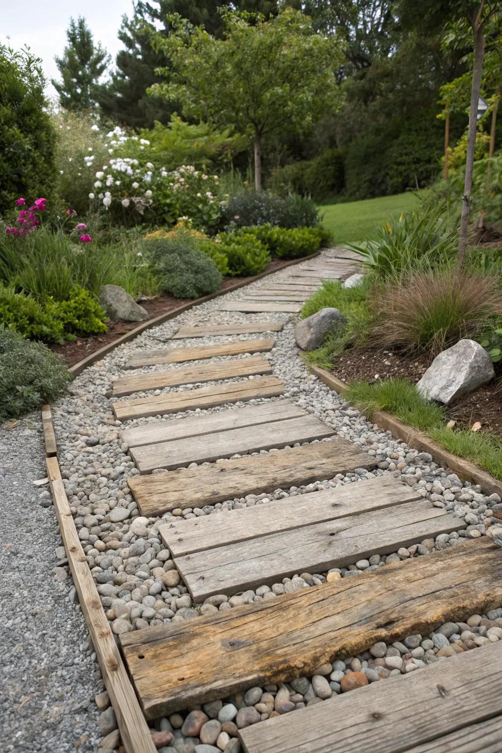 A stone chip trail with mixed textures for added interest