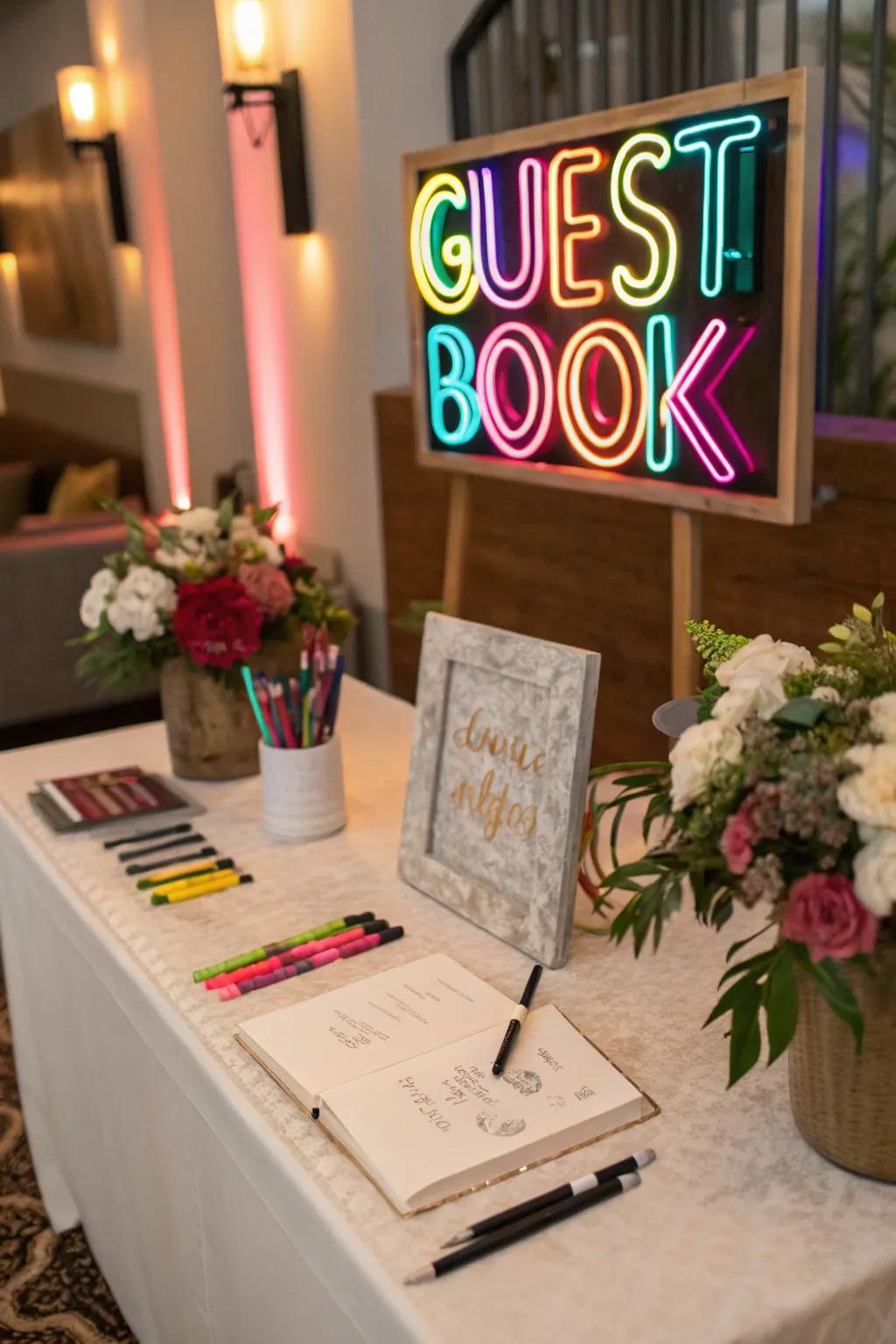 A radiant sign adds a contemporary and eye-catching element.