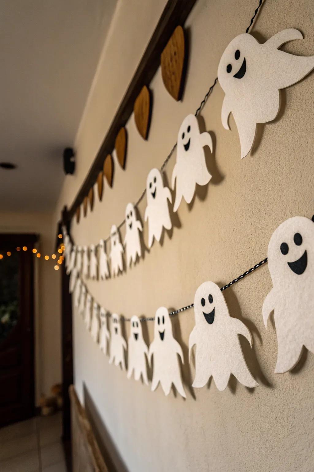 Ghostlike garlands add playful spookiness to your decor.