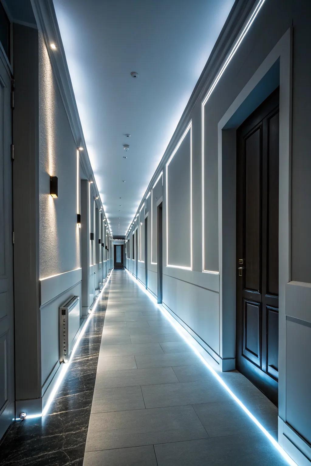 Diode strips provide modern and efficient highlights.