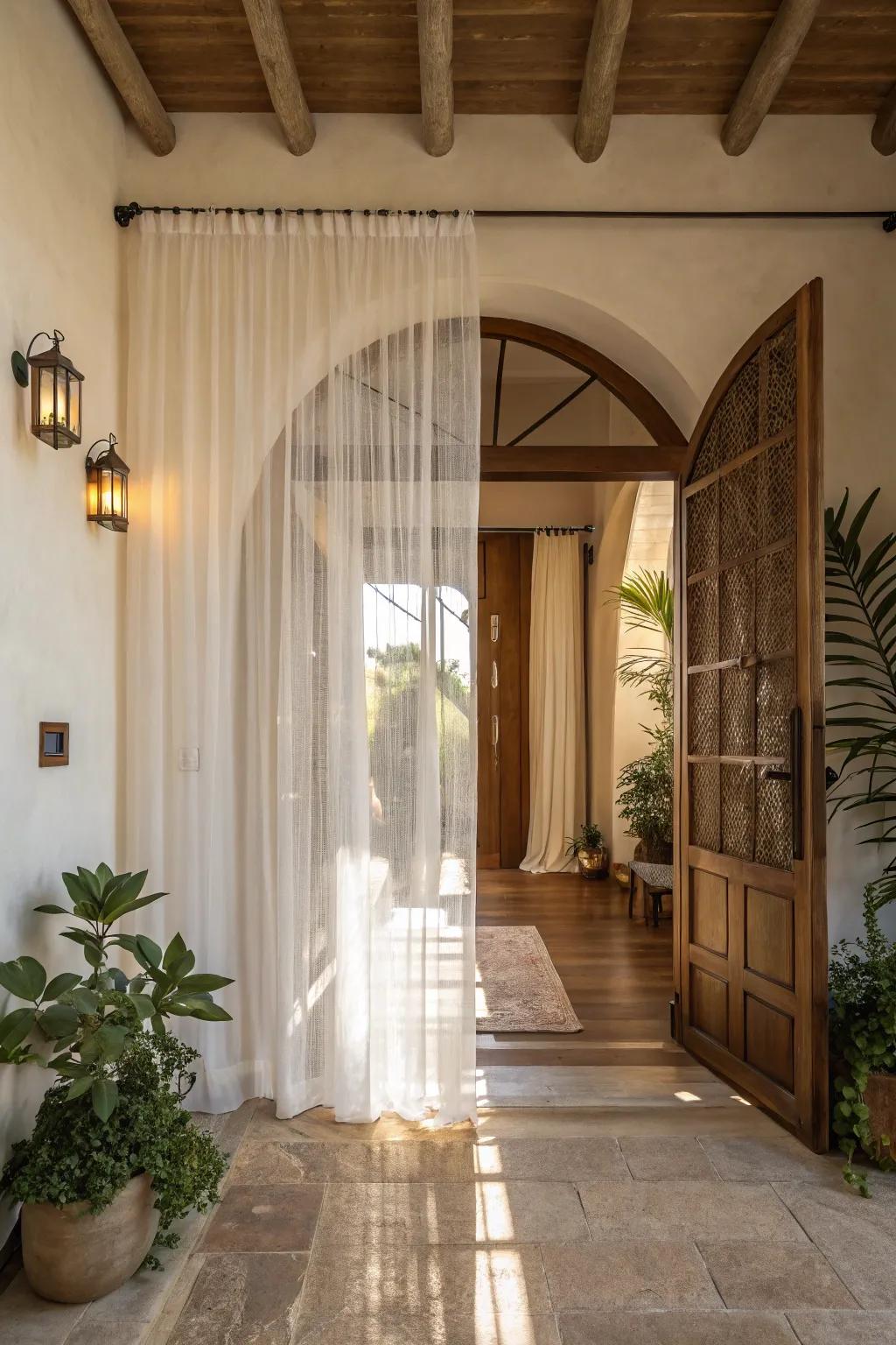 Diaphanous panels fashion an airy, light-infused ambiance.