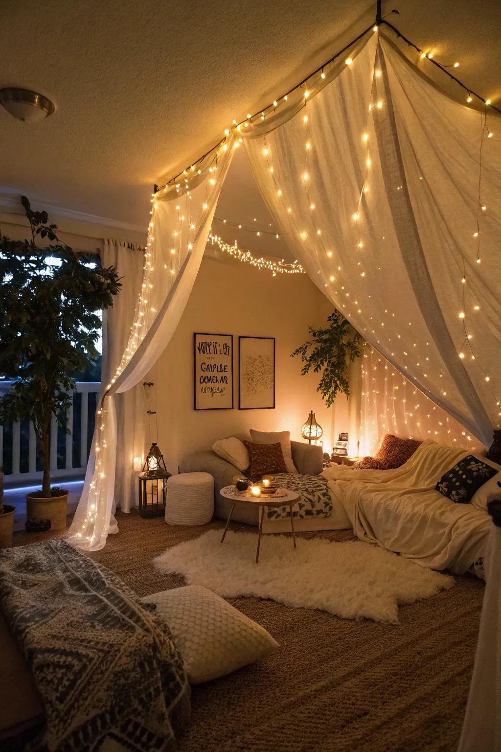 A room with layered lighting for style and warmth