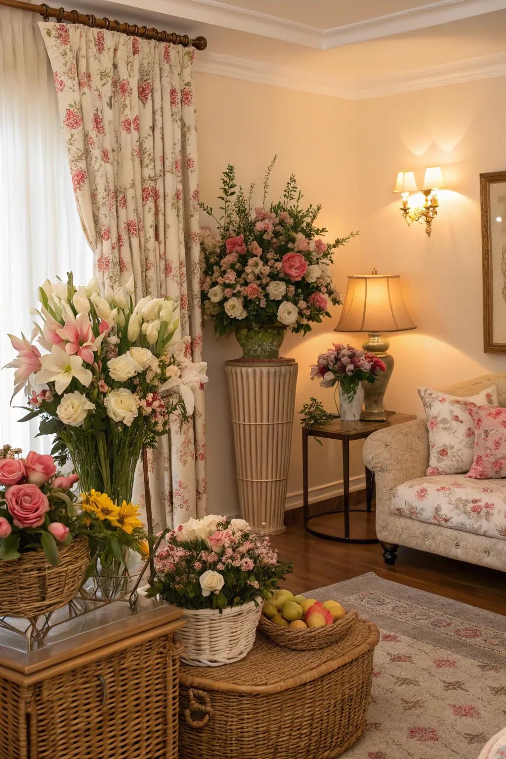 Coordinating blossoms with decor creates a cohesive aesthetic.