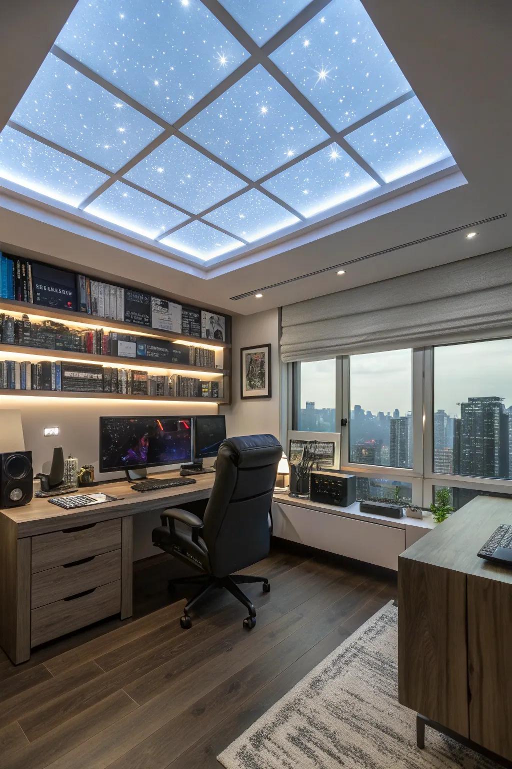 Glowing panels provide a sleek and modern lighting solution.
